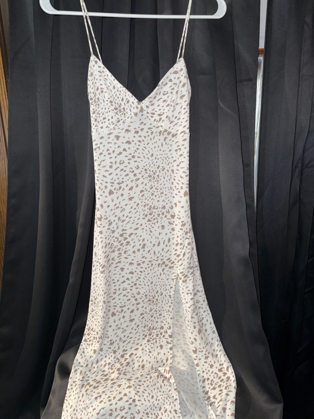 Windsor Cream Slip Dress with Taupe Spot Print